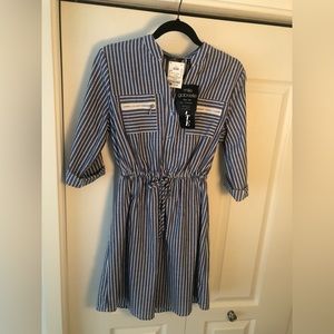 Long Sleeve Blue and White Stripe Dress